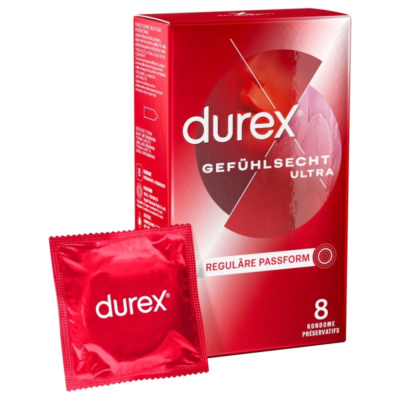 Durex - Prezerwatywy Lateksowe 20% Cieńsze Gefühlsecht Ultra 8 szt